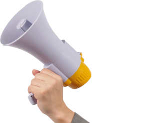 Imagem de um megafone, simbolizando a ouvidoria